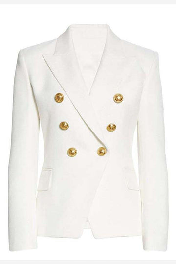 Blazer de manga larga con solapa de pico negro para mujer